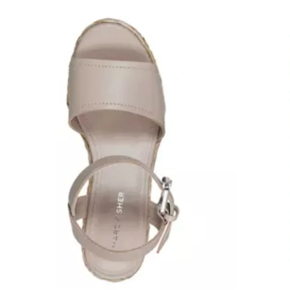 New Marc Fisher Burian Platform Sandal Espadrille Size 9 Light Natural No Box